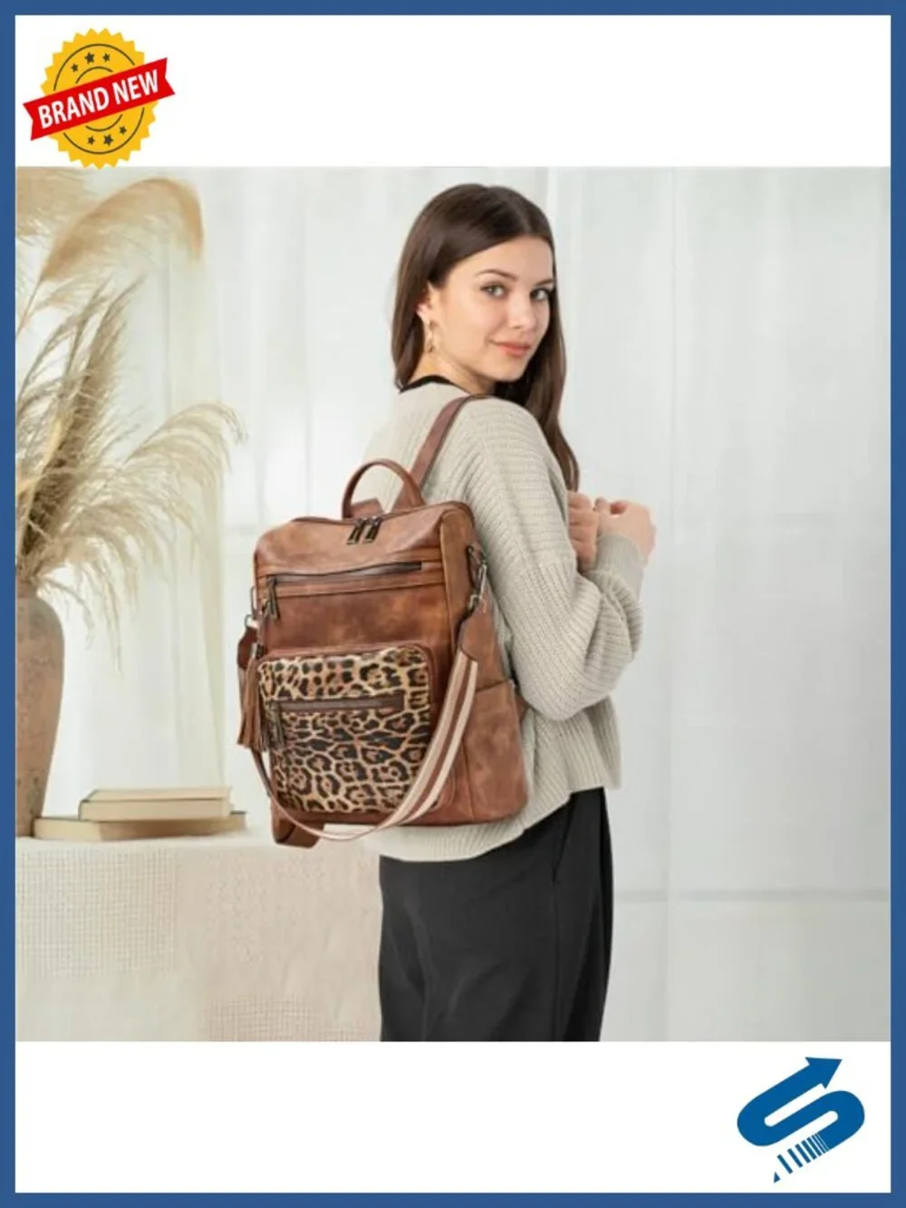 Vegan Leather Backpack Purse for Women with Adjustable Shoulder Strap, Multiple